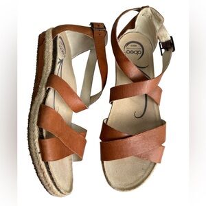 Abeo BIO System Orthotic Cork & Jute Espadrille Ankle Strap Sandal Brown Size 10